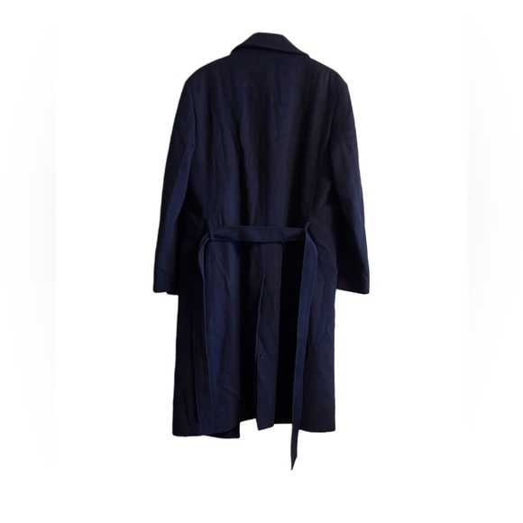 Men's Navy Alberto Nardoni Wool Blend Tench Jacket Size 42 - Picture 2 of 3